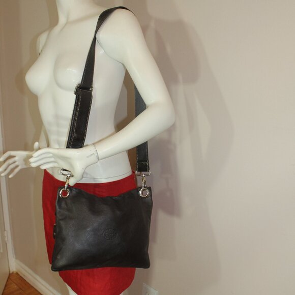 VTG Roots Travel Brown Shoulder leather Bag 9"x10"x1" - Picture 2 of 9